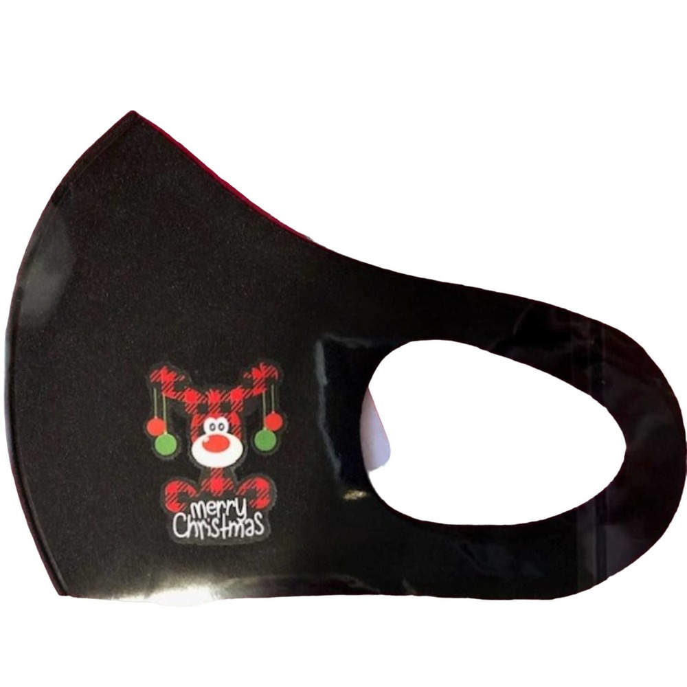 Plaid Reindeer Christmas Themed Face Mask-NIP‎